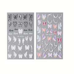 2pcs 5D Embossed Butterfly Nail Art Stickers Self Adhesive Nail Art Supplies