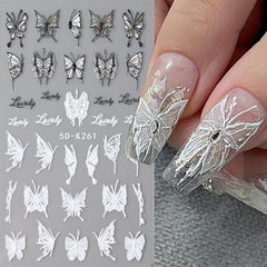2pcs 5D Embossed Butterfly Nail Art Stickers Self Adhesive Nail Art Supplies