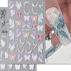 2pcs 5D Embossed Butterfly Nail Art Stickers Self Adhesive Nail Art Supplies