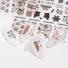 6pcs Christmas Cartoon Nail Art Stickers Self Adhesive