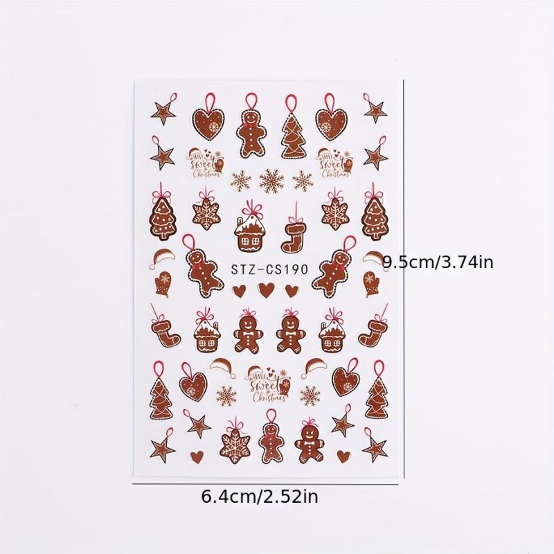 6pcs Christmas Cartoon Nail Art Stickers Self Adhesive