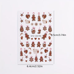 6pcs Christmas Cartoon Nail Art Stickers Self Adhesive