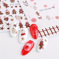 6pcs Christmas Cartoon Nail Art Stickers Self Adhesive