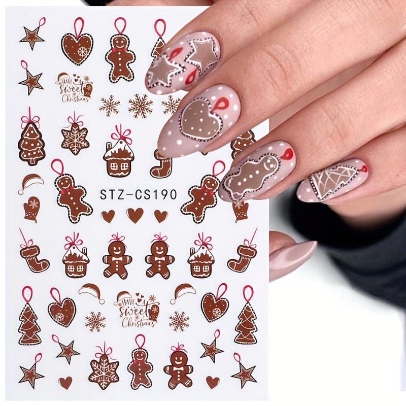 6pcs Christmas Cartoon Nail Art Stickers Self Adhesive