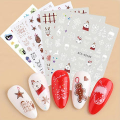 6pcs Christmas Cartoon Nail Art Stickers Self Adhesive