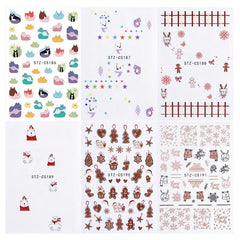 6pcs Christmas Cartoon Nail Art Stickers Self Adhesive