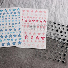 Glitter Star Heart Nail Stickers 3D Self Adhesive Tips