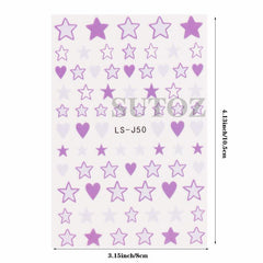Glitter Star Heart Nail Stickers 3D Self Adhesive Tips
