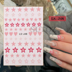 Glitter Star Heart Nail Stickers 3D Self Adhesive Tips