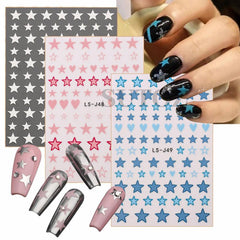 Glitter Star Heart Nail Stickers 3D Self Adhesive Tips