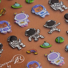 3D Embossed Astronaut Planet Nail Art Stickers Self Adhesive Nail Art Decals