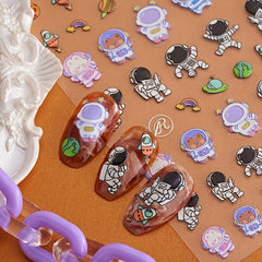 3D Embossed Astronaut Planet Nail Art Stickers Self Adhesive Nail Art Decals