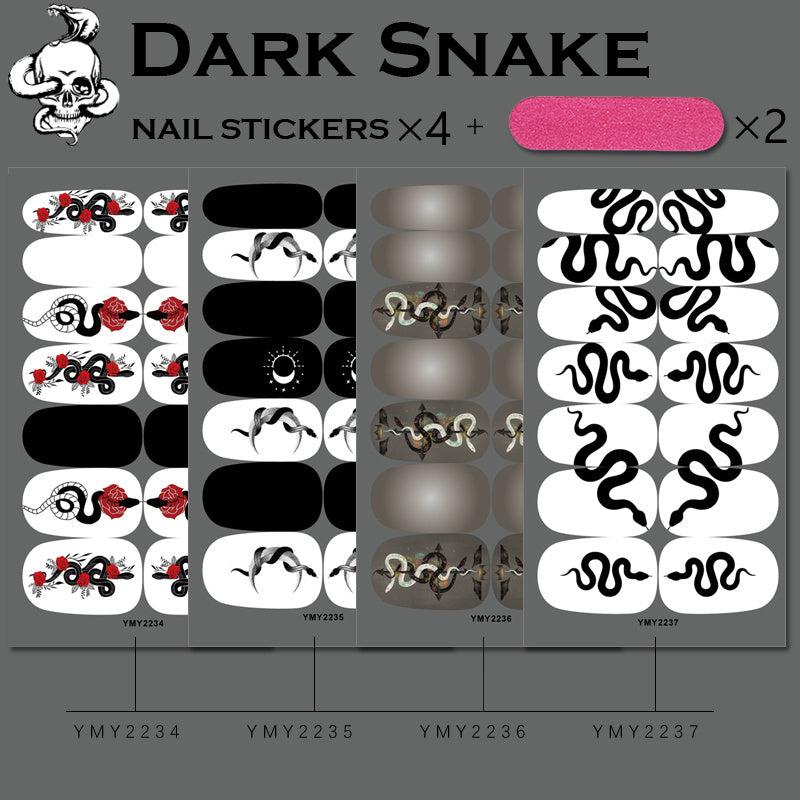 4 Sheets Snakes Nail Polish Stickers with Self Adhesive Decals and Nail Files