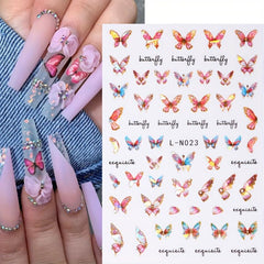 6pcs Aurora Laser Butterfly Nail Art Stickers Self Adhesive 3D