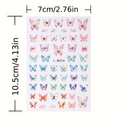 6pcs Aurora Laser Butterfly Nail Art Stickers Self Adhesive 3D