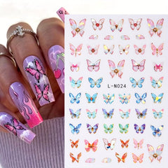 6pcs Aurora Laser Butterfly Nail Art Stickers Self Adhesive 3D
