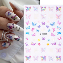 6pcs Aurora Laser Butterfly Nail Art Stickers Self Adhesive 3D