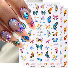 6pcs Aurora Laser Butterfly Nail Art Stickers Self Adhesive 3D