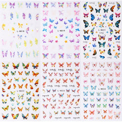 6pcs Aurora Laser Butterfly Nail Art Stickers Self Adhesive 3D