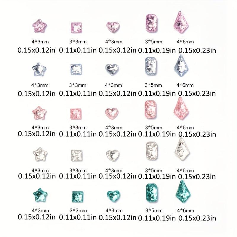 100pcs 3D Nail Art Rhinestone Crystal Nail Charm Set