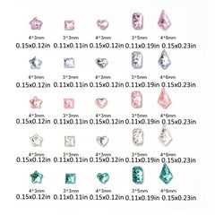 100pcs 3D Nail Art Rhinestone Crystal Nail Charm Set