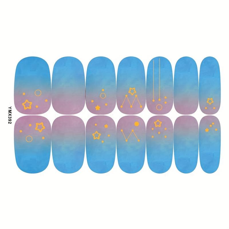 Colorful Full Cover Nail Decal Strips Kit 8 Sheets