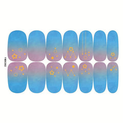 Colorful Full Cover Nail Decal Strips Kit 8 Sheets
