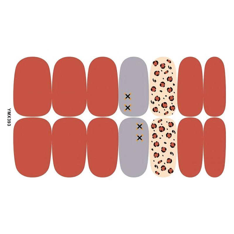 Colorful Full Cover Nail Decal Strips Kit 8 Sheets