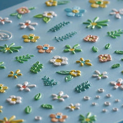 Spring Daisy Nail Art Stickers 5D Embossed Self Adhesive Nail Decals