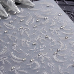 1 Pcs Pearl Feather 3D Nail Art Stickers DIY Decorations