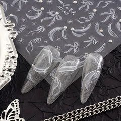 1 Pcs Pearl Feather 3D Nail Art Stickers DIY Decorations