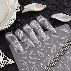 1 Pcs Pearl Feather 3D Nail Art Stickers DIY Decorations