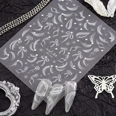 1 Pcs Pearl Feather 3D Nail Art Stickers DIY Decorations