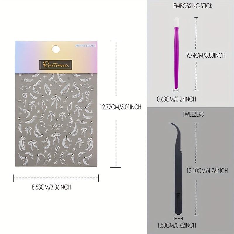 1 Pcs Pearl Feather 3D Nail Art Stickers DIY Decorations