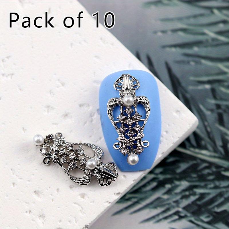 10pcs Nail Art Charms with Pearls and Rhinestones Alloy Nail Art Accessories