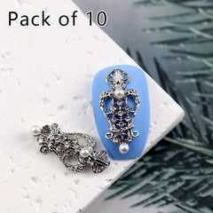 10pcs Nail Art Charms with Pearls and Rhinestones Alloy Nail Art Accessories