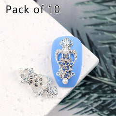 10pcs Nail Art Charms with Pearls and Rhinestones Alloy Nail Art Accessories