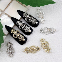10pcs Nail Art Charms with Pearls and Rhinestones Alloy Nail Art Accessories