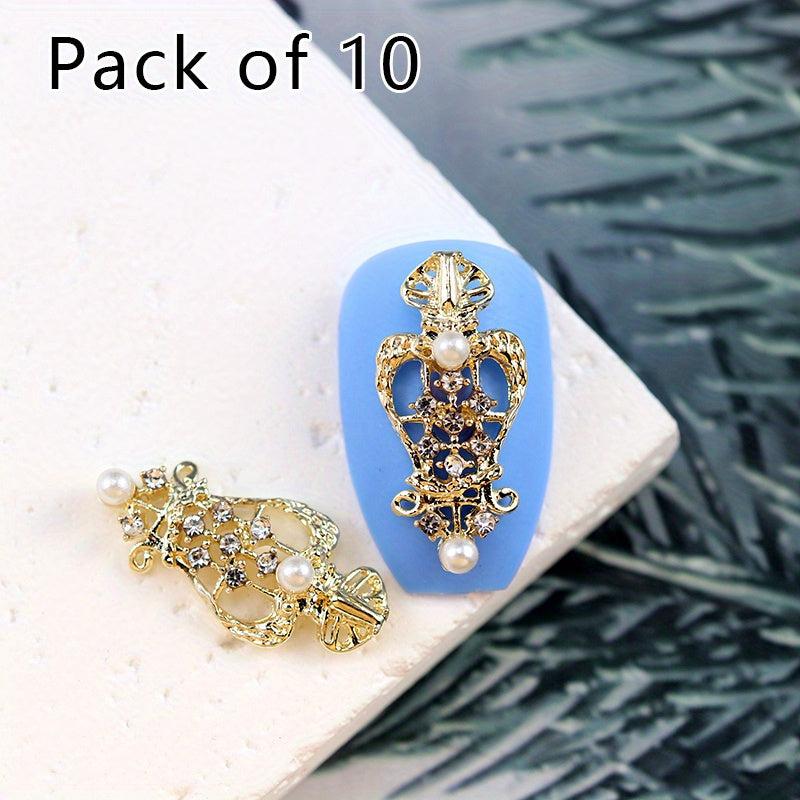 10pcs Nail Art Charms with Pearls and Rhinestones Alloy Nail Art Accessories