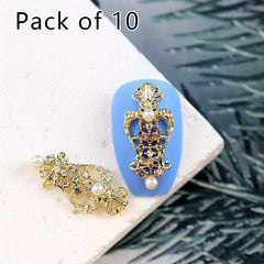 10pcs Nail Art Charms with Pearls and Rhinestones Alloy Nail Art Accessories