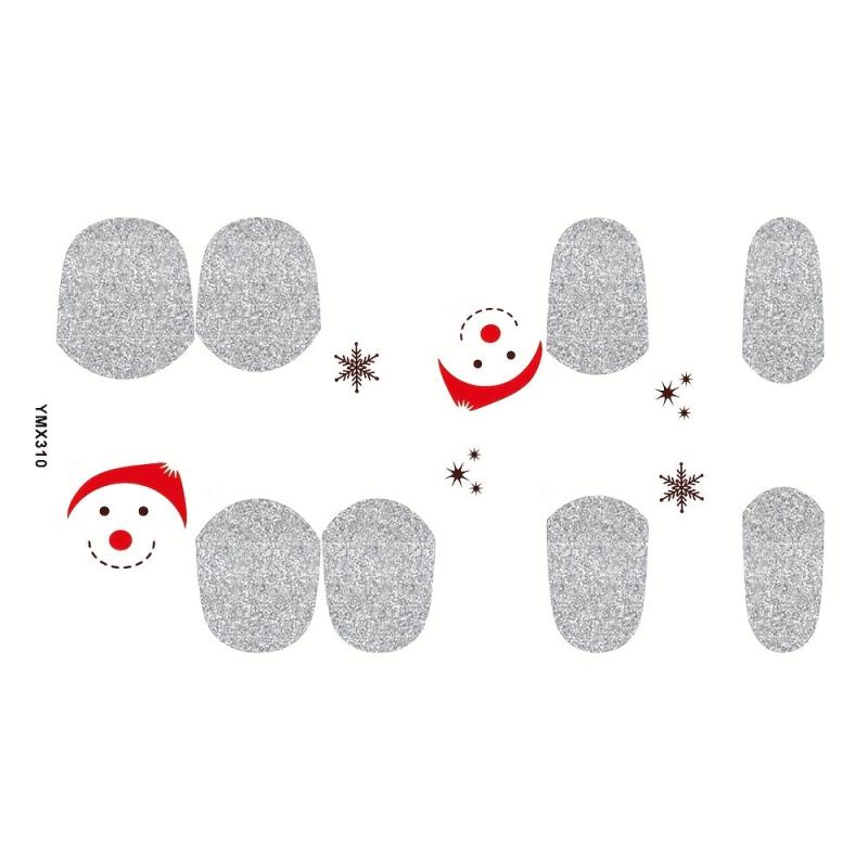 8 Sheets Christmas Nail Stickers Full Nail Wraps Adhesive Nail Polish Stickers