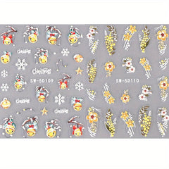 Reflective Glitter Christmas Nail Stickers Gloves Lantern Jingle Bell Snowflake