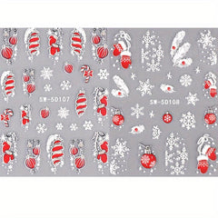 Reflective Glitter Christmas Nail Stickers Gloves Lantern Jingle Bell Snowflake