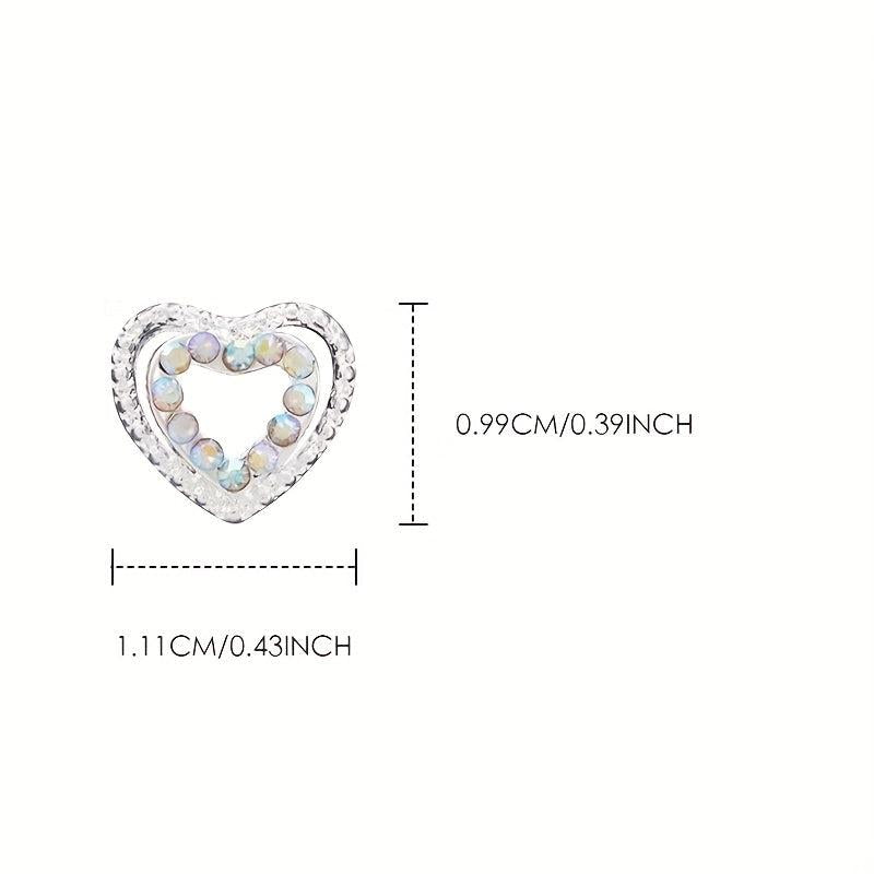 4pcs 3D Love Heart Zircon Nail Pendant Nail Art Charms Nail Art Jewelry