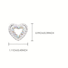 4pcs 3D Love Heart Zircon Nail Pendant Nail Art Charms Nail Art Jewelry