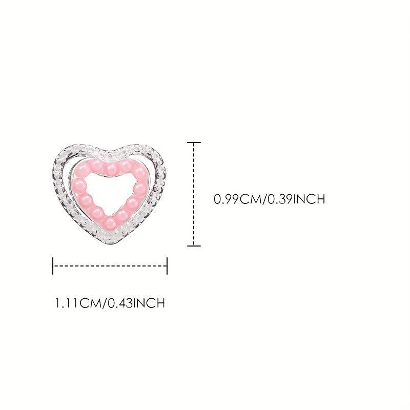4pcs 3D Love Heart Zircon Nail Pendant Nail Art Charms Nail Art Jewelry