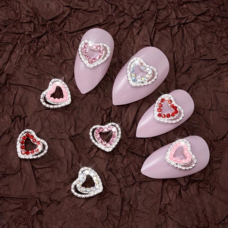 4pcs 3D Love Heart Zircon Nail Pendant Nail Art Charms Nail Art Jewelry
