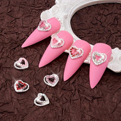 4pcs 3D Love Heart Zircon Nail Pendant Nail Art Charms Nail Art Jewelry