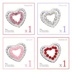 4pcs 3D Love Heart Zircon Nail Pendant Nail Art Charms Nail Art Jewelry