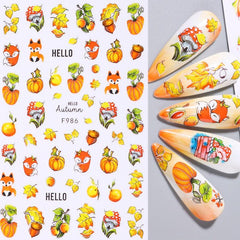 8pcs Maple Leaf Nail Art Stickers For Fall Self Adhesive